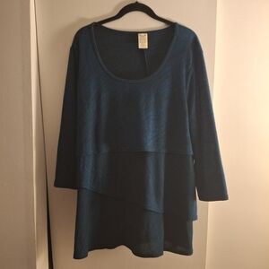 Faded Glory Teal And Black Layered Women's Tunic Top